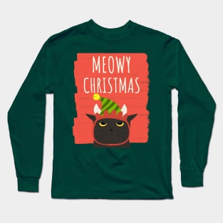 Funny Cat Merry Christmas Holiday Long Sleeve T-Shirt